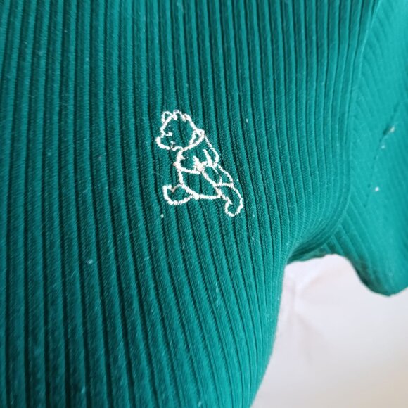 Women's Small Vintage Turtleneck Top Winnie The Pooh Green Ribbed Knit 1970's - Picture 4 of 7